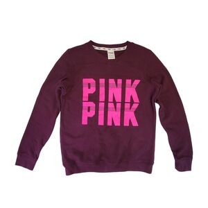 Victoria's Secret PINK‎ Burgundy Crewneck Sweatshirt Large Logo XS